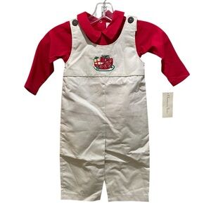 Fantaisie Kids Overall Onsie Christmas Sleigh and Presents Size 2 Toddler New